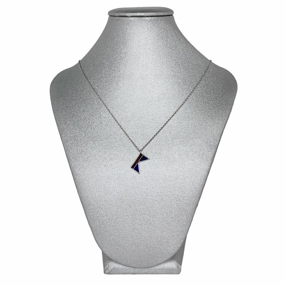 KATE SPADE NEW YORK Necklace Initial pendant "K" Silver-tone Enamel Blue NEW